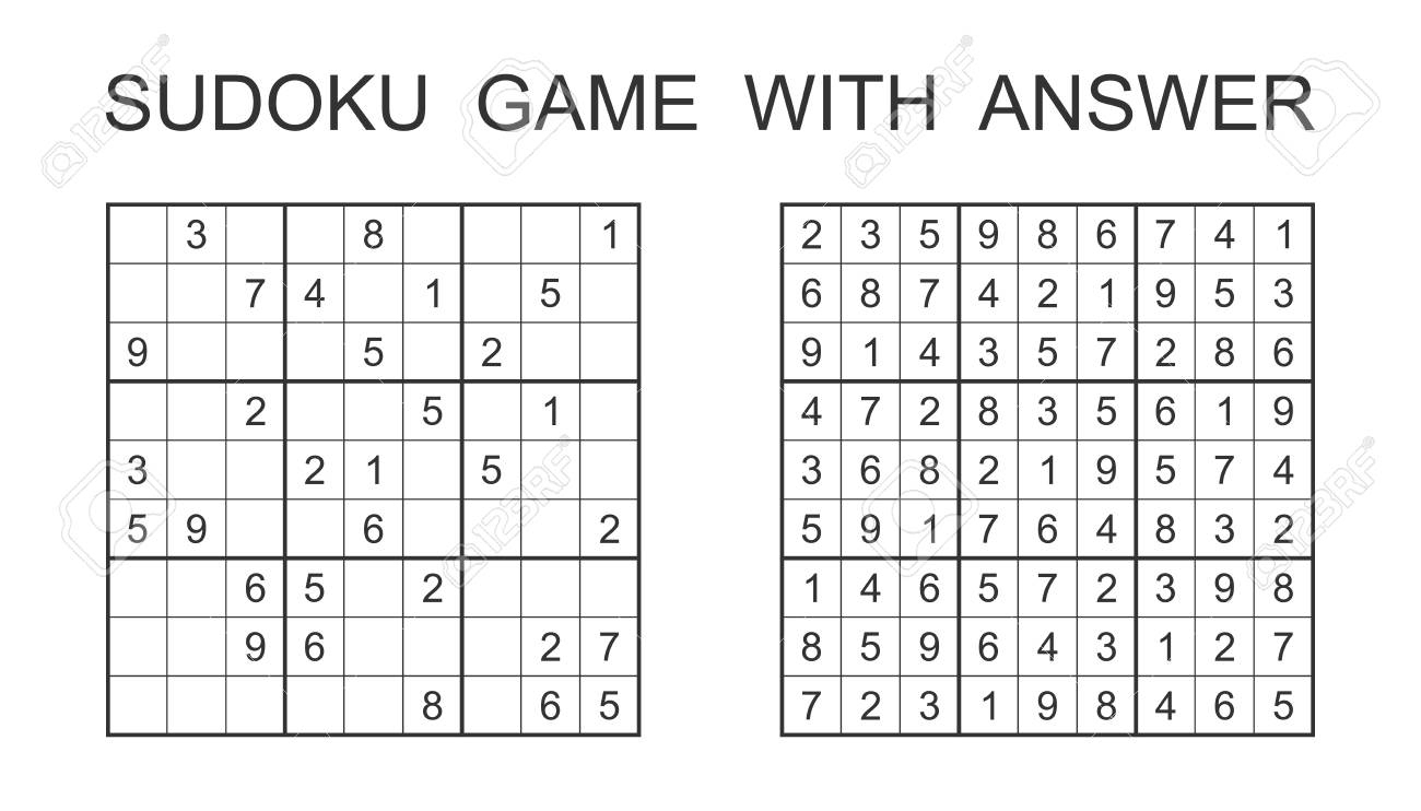 Jeu De Sudoku Avec Réponse. Jeu De Puzzle De Vecteur Avec Des Nombres Pour  Les Enfants Et Les Adultes. Illustration Sur Fond Blanc dedans Jeu Le Sudoku