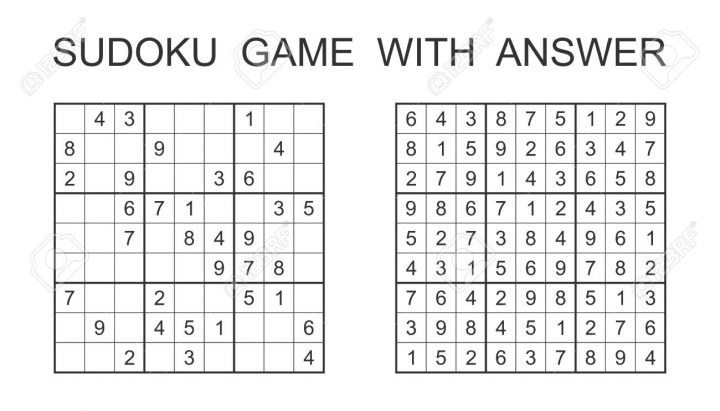 Jeu De Sudoku Avec Réponse. Jeu De Puzzle De Vecteur Avec Des Nombres Pour  Les Enfants Et Les Adultes. Illustration Sur Fond Blanc tout Sudoku Pour Enfant