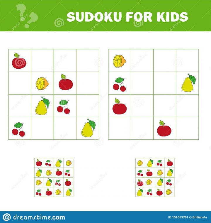 Jeu De Sudoku Pour Des Enfants Avec Des Photos Badine La encequiconcerne Sudoku Pour Enfant