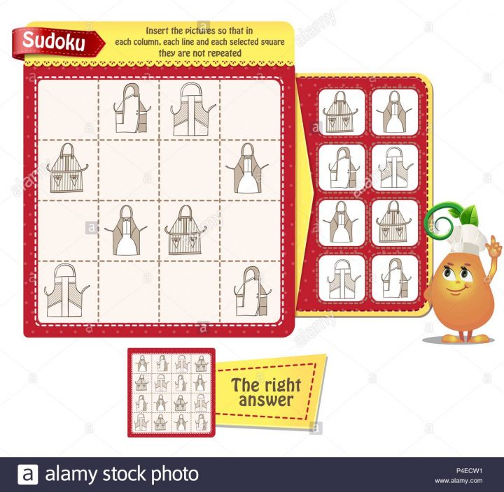 Jeu De Sudoku Pour Enfants Et Adultes Avec Photos Tabliers intérieur Sudoku Pour Enfant