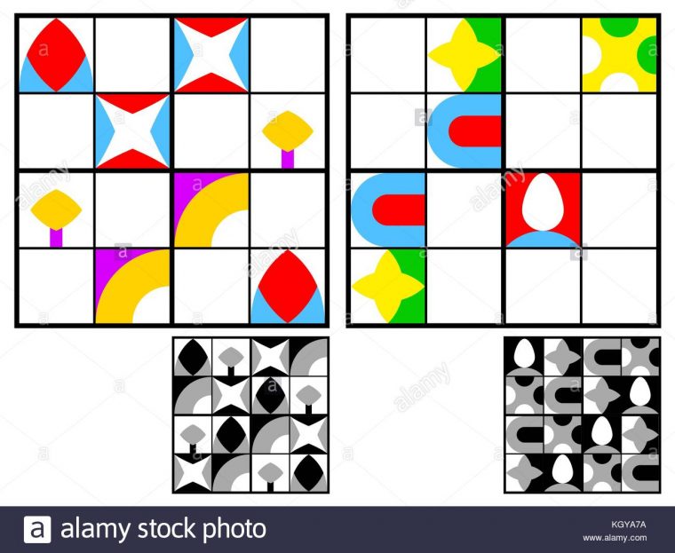 Jeu De Sudoku Pour Les Enfants Avec Des Images Géométriques encequiconcerne Jeu Le Sudoku