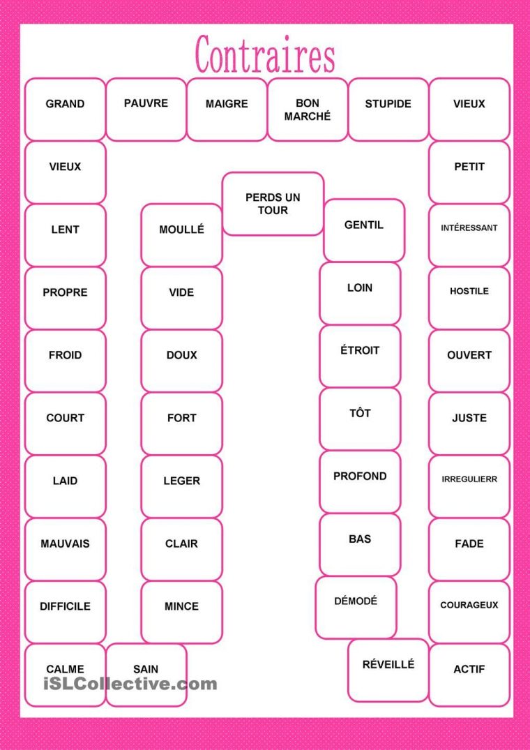 Jeu Des Contraires | Contraire Des Mots, Apprentissage De La serapportantà Jeux De Mimoire