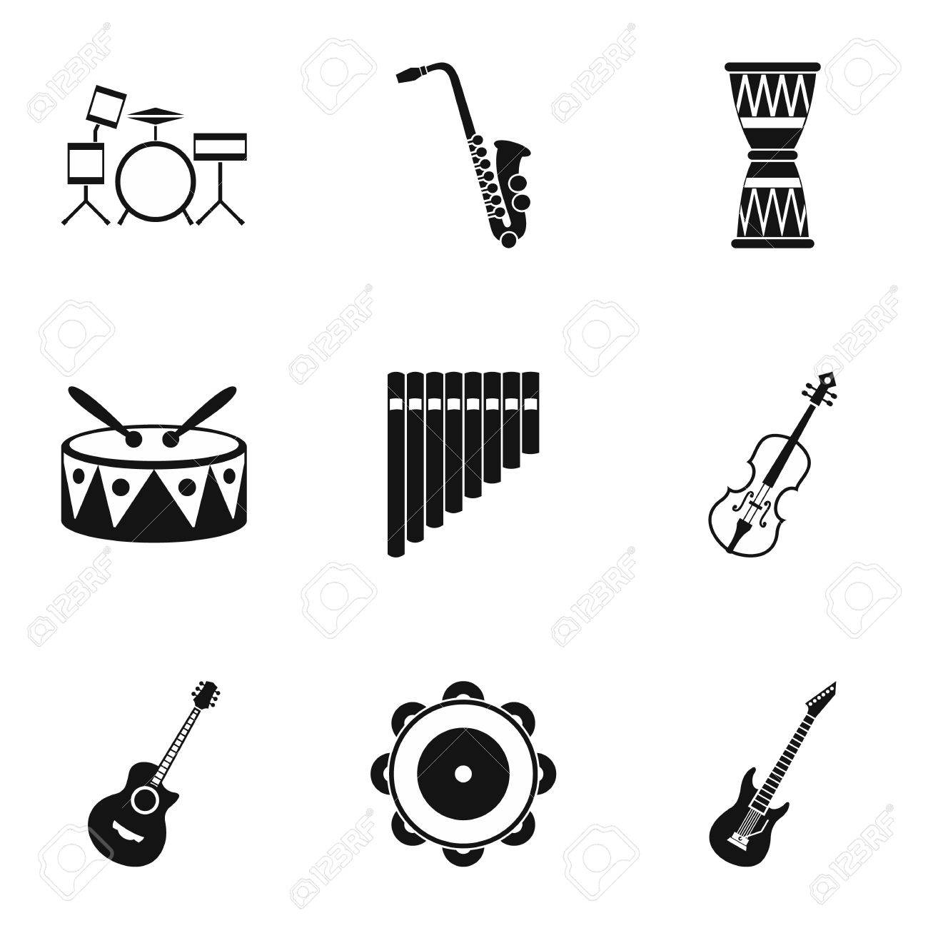 Jeu D'icônes D'instruments De Musique. Illustration Simple De 9 Icônes  Vectorielles D'instruments De Musique Pour Le Web intérieur Jeu D Instruments