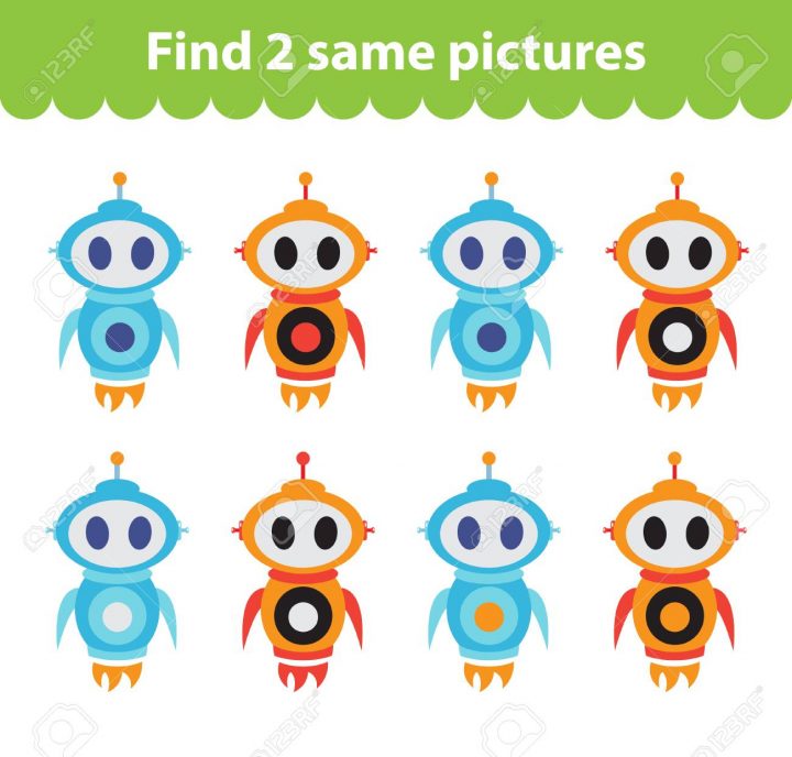 Jeu Éducatif Pour Enfants. Trouver Deux Mêmes Images. Ensemble Du Robot,  Pour Le Jeu Trouver Deux Mêmes Images. Illustration Vectorielle concernant Les Jeux Educatif