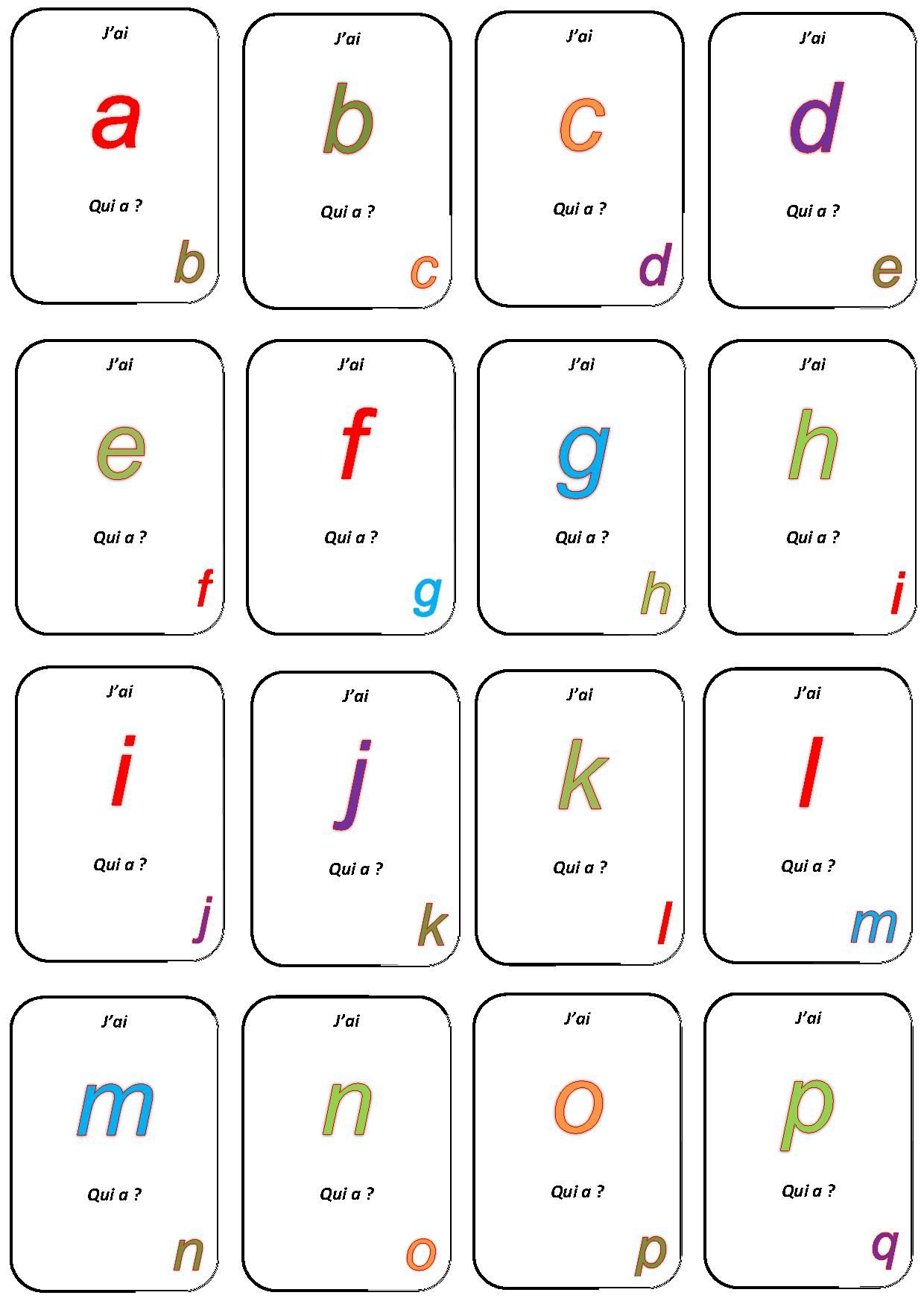 Jeu &quot;j'ai Qui A?&quot; | Apprendre L'alphabet, Jeux Alphabet intérieur J Apprend L Alphabet Maternelle