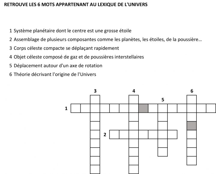 Jeu N°1 : Mots Croisés | Les Savanturiers De L'univers à Jeu De Mot Croisé