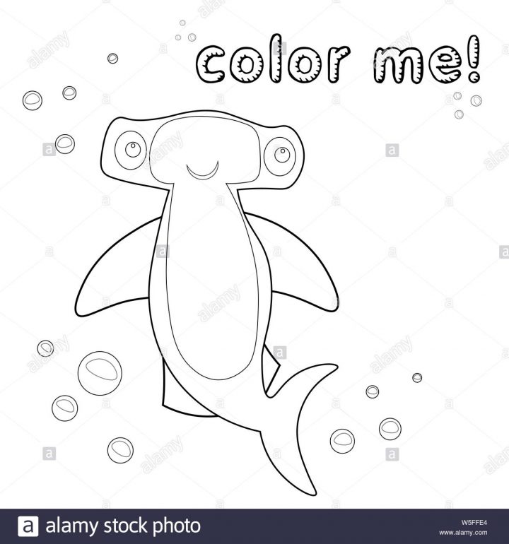 Jeu Pour Enfants. Contours Requin Marteau. Page À Colorier intérieur Personnage A Colorier