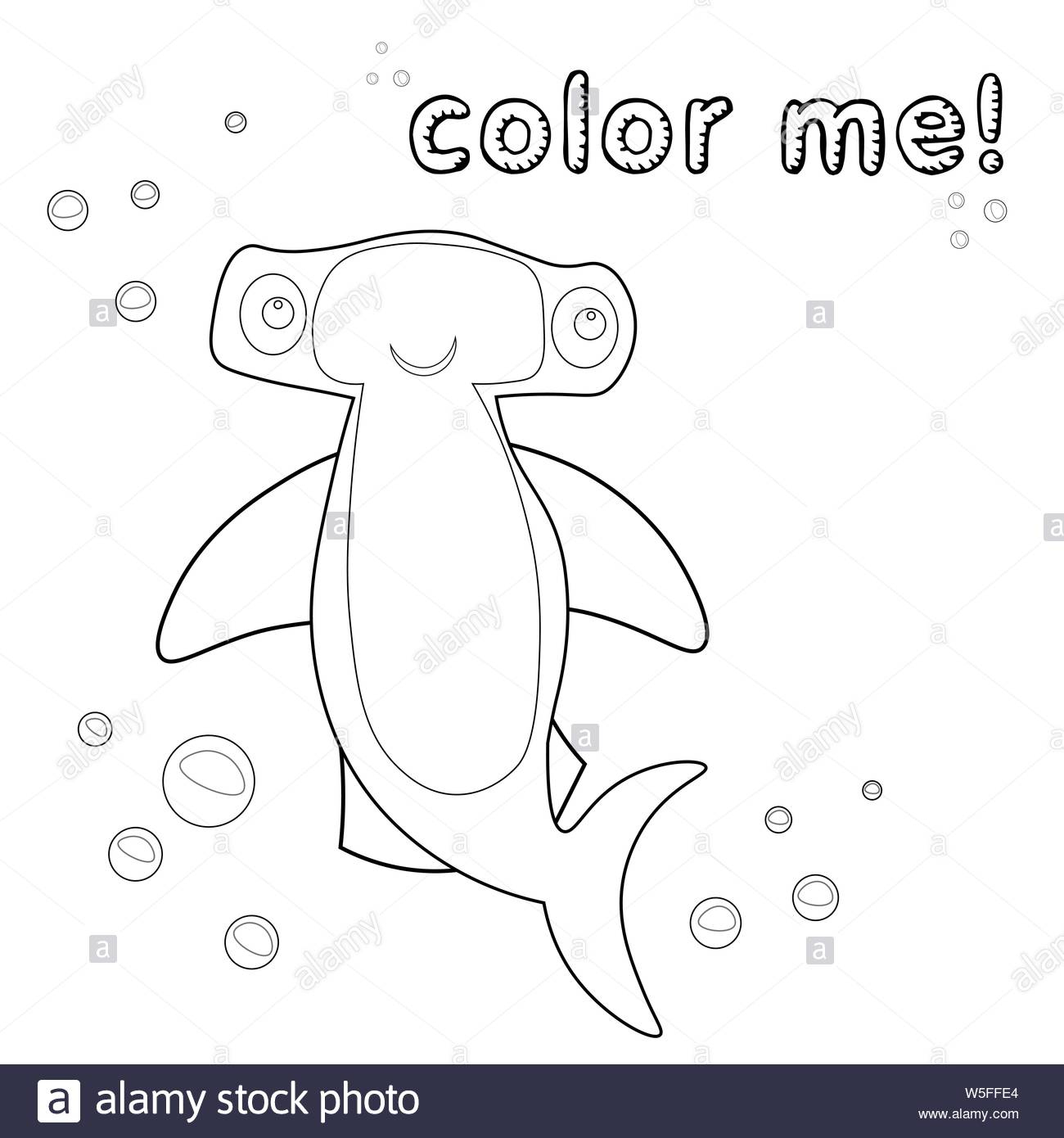 Jeu Pour Enfants. Contours Requin Marteau. Page À Colorier intérieur Personnage A Colorier