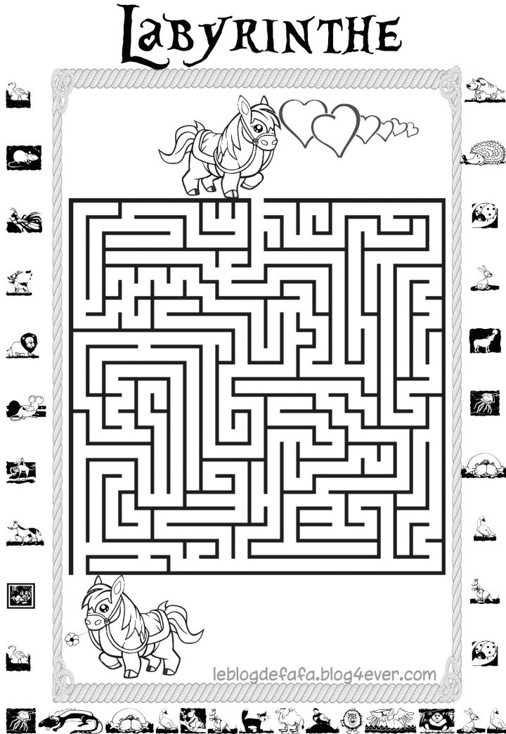 Jeux Chevaux Gratuits À Imprimer : Labyrinthes, Apprendre À destiné Labyrinthe A Imprimer