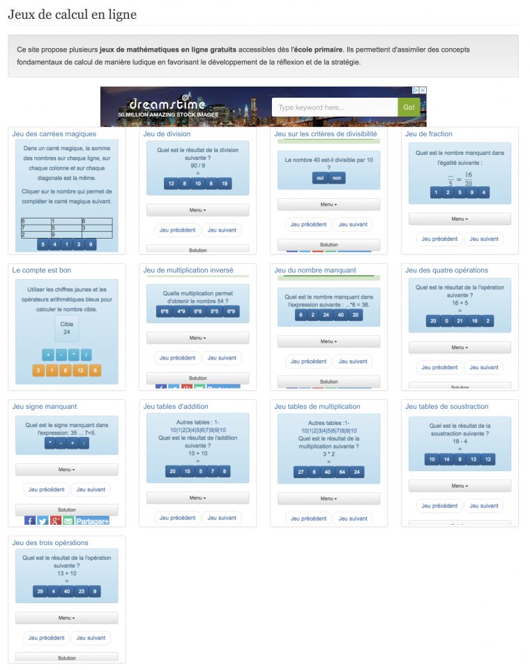 Jeux De Calcul En Ligne | Bdrp tout Jeux Ludique En Ligne