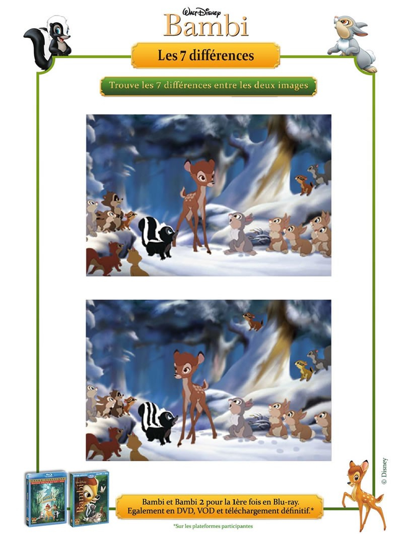 Jeux De Jeu Des 7 Erreurs Bambi - Fr.hellokids à Trouver Les 7 Erreurs