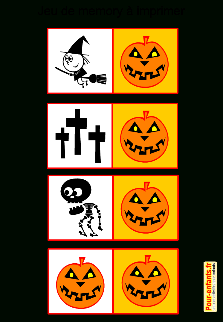 Jeux De Memory Halloween À Imprimer Gratuit Pour Enfants à Memory Enfant Gratuit