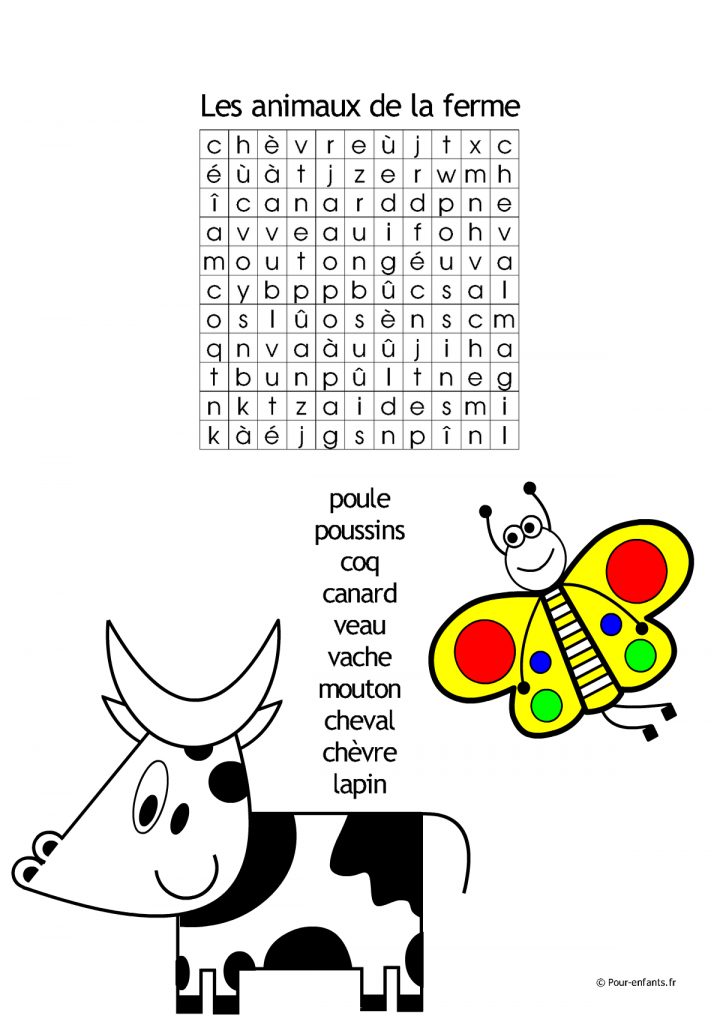 Jeux De Paques | Mots Cachés De Pâques : Les Animaux De La à Jeux Les Animaux De La Ferme