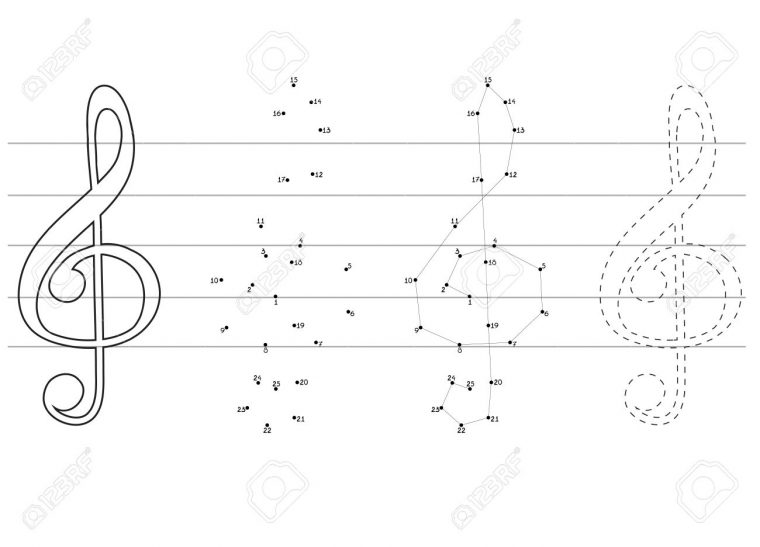 Jeux Éducatifs Pour Les Enfants: Jeu De Nombres, Relier Les Points, Livre  De Coloriage Avec Clé De Sol serapportantà Jeux Point A Relier