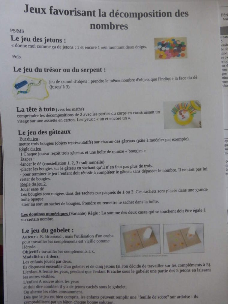 Jeux Pour Les Décompositions Du Nombre En Maternelle Cycle 1 avec Jeux Avec Des Nombres