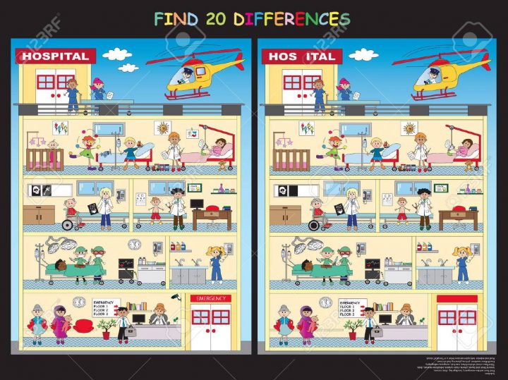 Jeux Pour Les Enfants: Trouver Les Vingt Différences Dans L'hôpital tout Jeux De La Différence