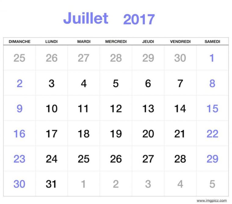 Juillet 2017 Calendrier Imprimable | Calendrier Juillet 2017 destiné Calendrier 2017 Imprimable