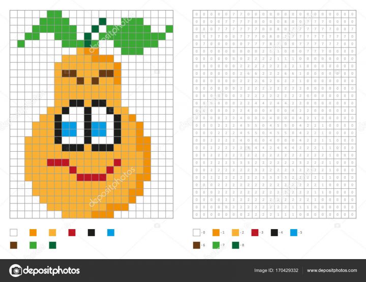 Kids Coloring Page Pixel Coloring Funny Pear Vector avec Pixel A Colorier