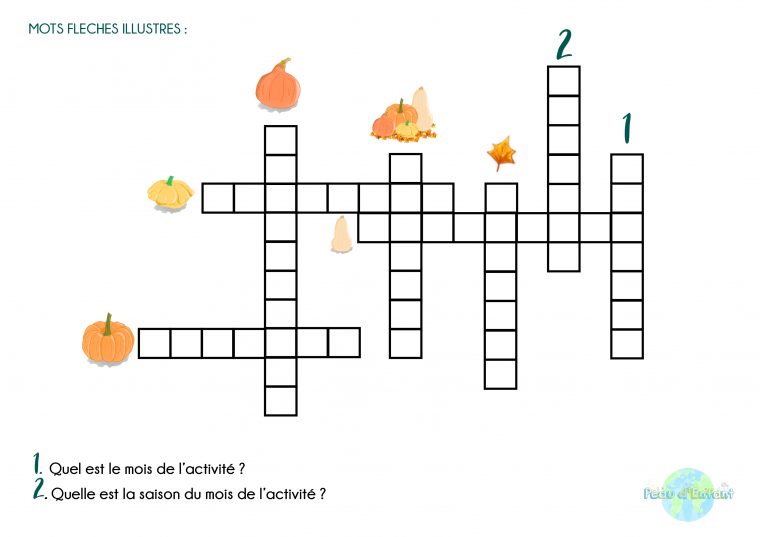 Kit Activités Fruits Et Légumes : Octobre Et Les Courges serapportantà Mots Fleches Enfants