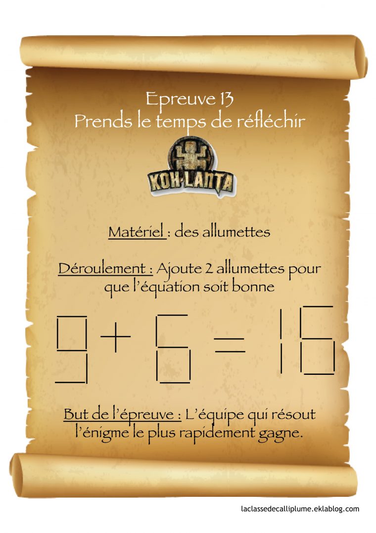 Koh Lanta À L'école ! – La Classe De Calliplume destiné Sudoku Junior À Imprimer