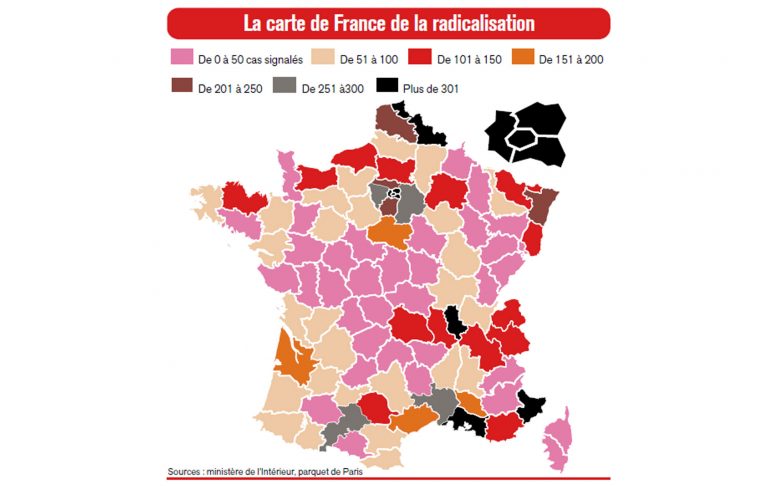 La Carte De France De La Radicalisation Islamique dedans Combien De Departement En France