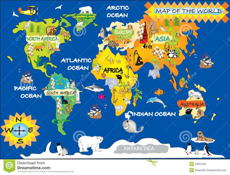 La Carte De L'enfant Du Monde Illustration Stock serapportantà Carte Europe Enfant