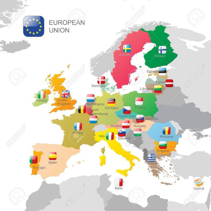 La Carte De L'union Européenne Et Drapeaux à Carte De L Union Europeenne