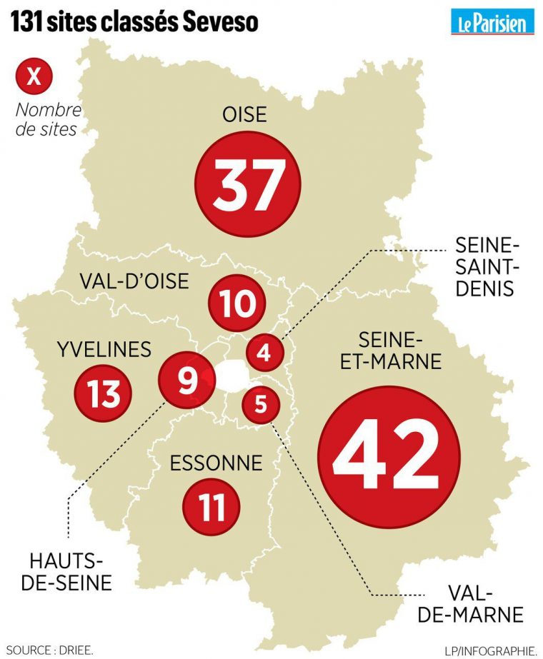 La Carte Des 131 Sites Seveso En Ile-De-France Et Dans L à Liste Des Régions Françaises