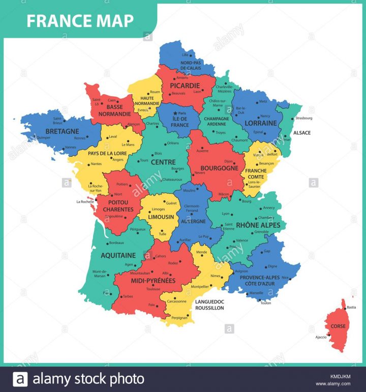 La Carte Détaillée De La France Avec Les Régions Ou États Et serapportantà Carte De France Avec Les Villes