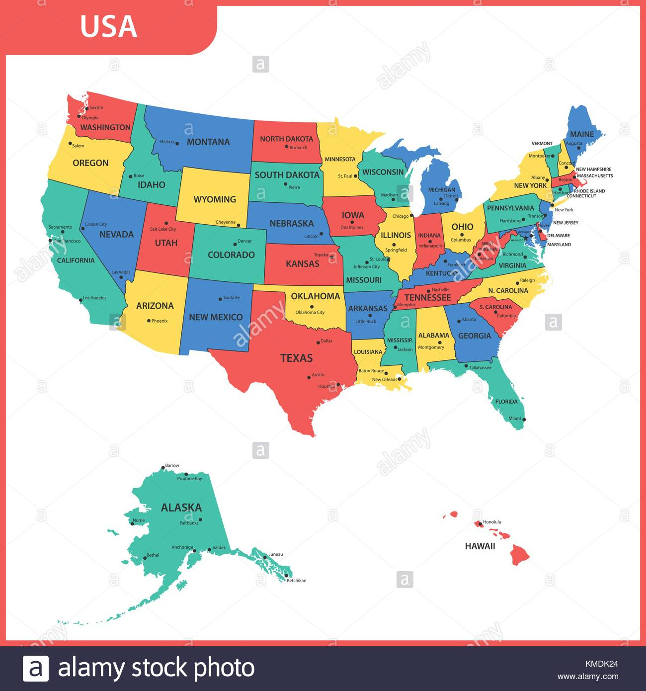 La Carte Détaillée Des Usa Avec Les Régions Ou L'état Et De destiné Carte Etat Amerique