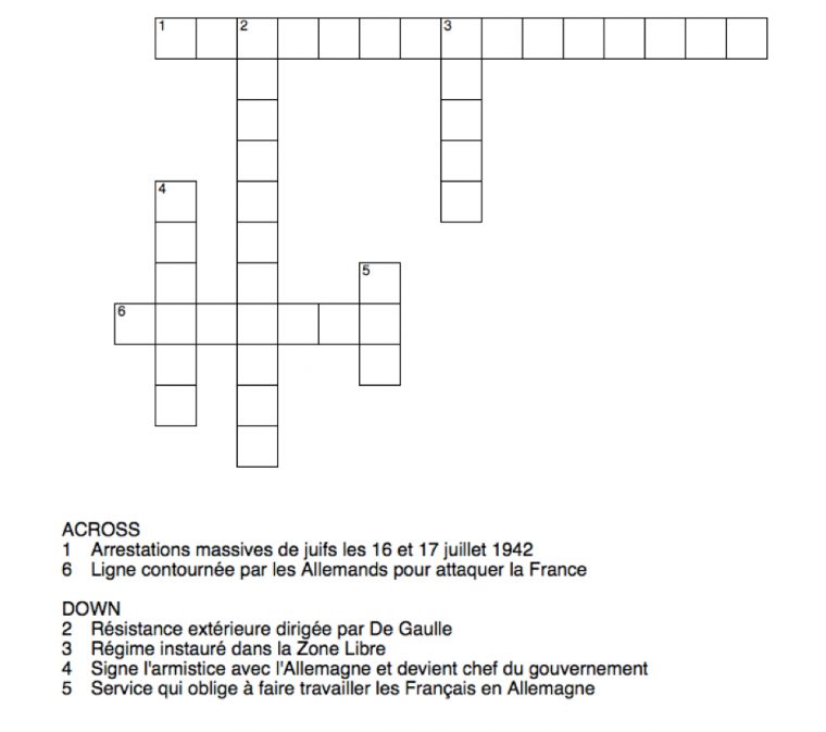 La France Dans La 2Ème Guerre Mondiale (Mots Croisés) | We avec Jeux De Mot Croiser