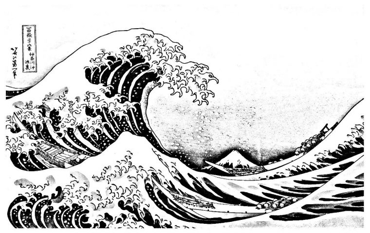 La Grande Vague Kanagawa – Coloriages Japon – Just Color dedans Dessin De Vague A Imprimer