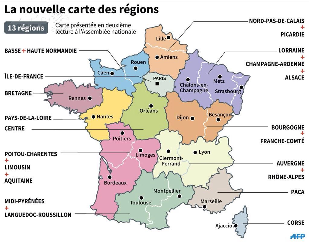La Nouvelle Carte Des 13 Régions | Mapa De Francia, Aprender avec Carte Nouvelle Region 
