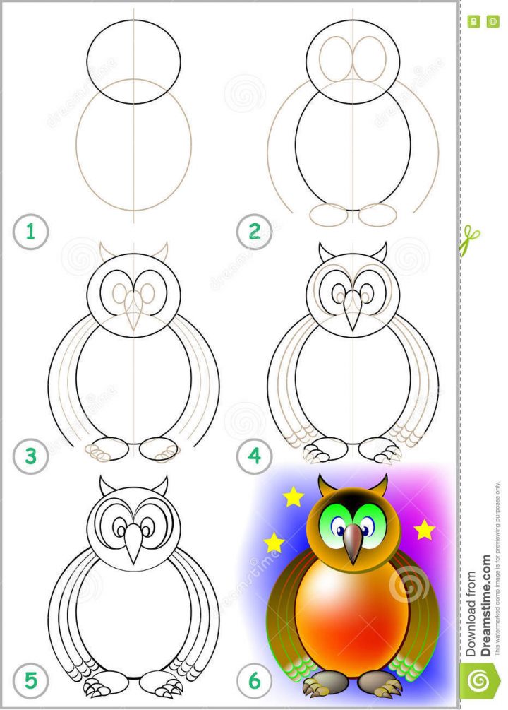 La Page Montre Comment Apprendre Point Par Point À Dessiner dedans Dessiner Un Hibou