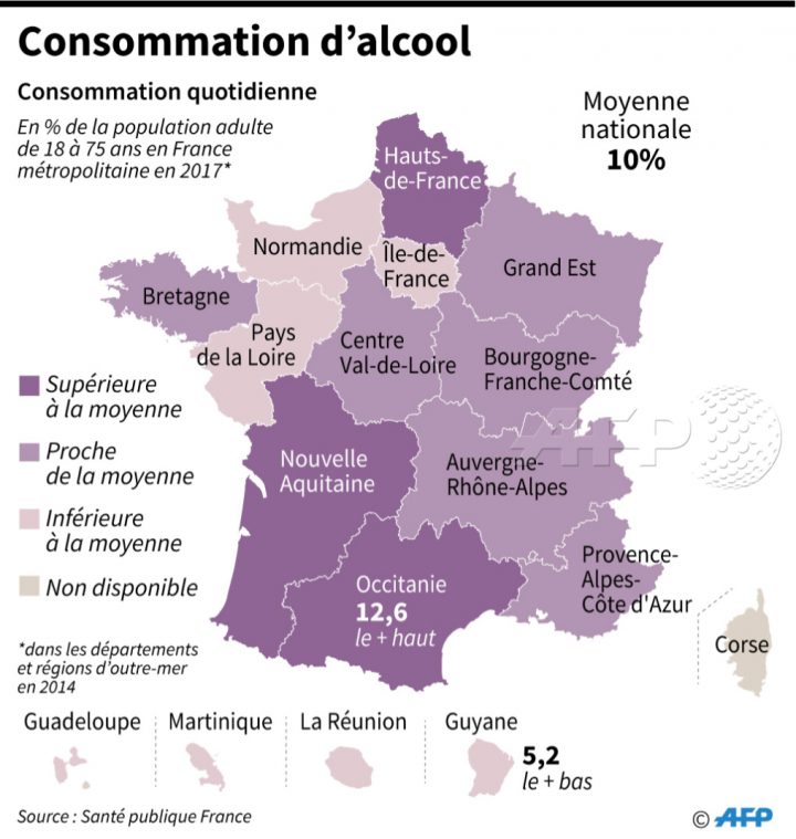 La Région Où L'on Consomme Le Plus D'alcool Quotidiennement à Carte Région France 2017