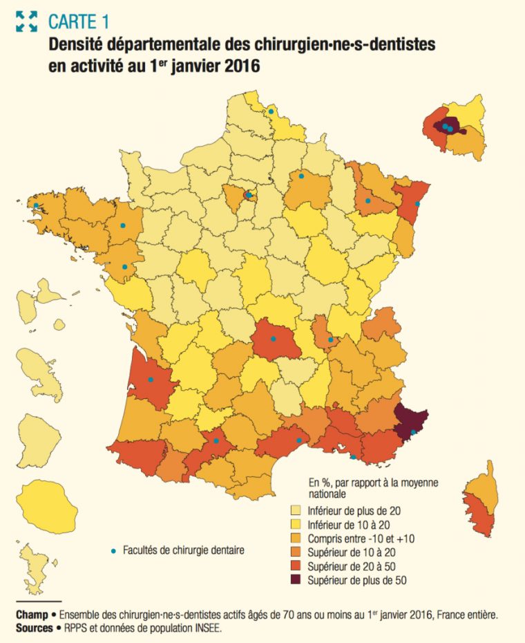 La Répartition Des Chirurgiens-Dentistes Est Inégale Sur Le dedans Carte Des Départements De France 2017