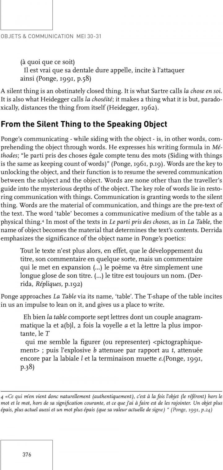 La Table Qui Désire La Communication. Ponge And The Object concernant 4 Images Et Un Mot