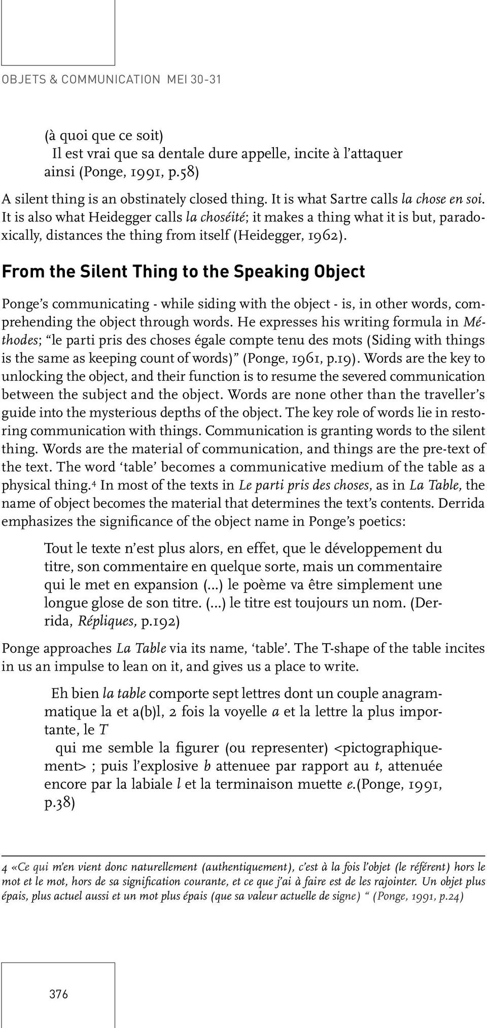 La Table Qui Désire La Communication. Ponge And The Object concernant 4 Images Et Un Mot 