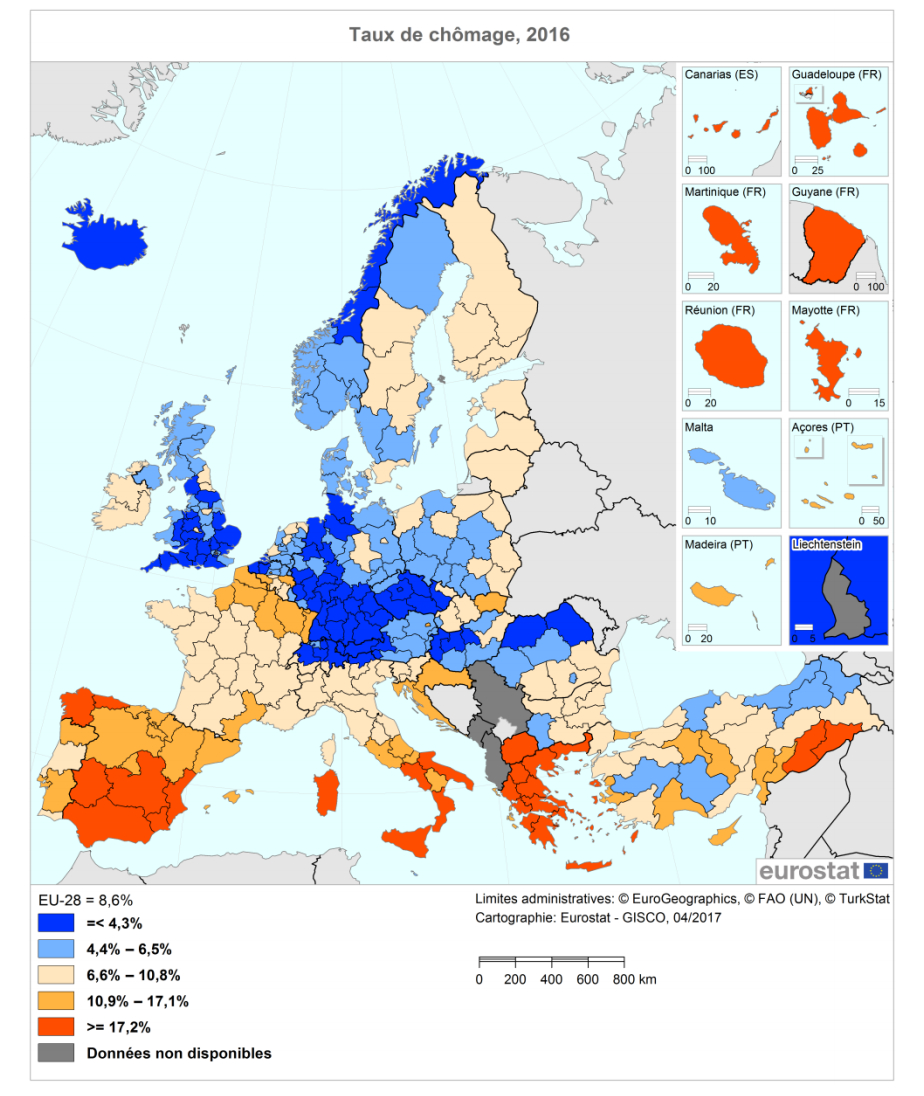 La Terrible Carte Du Chômage Régional En Europe - Décider Et pour Carte Union Européenne 2017 