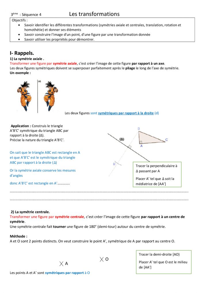 La Translation Pour Les Nuls – Docsity à Symétrie Quadrillage