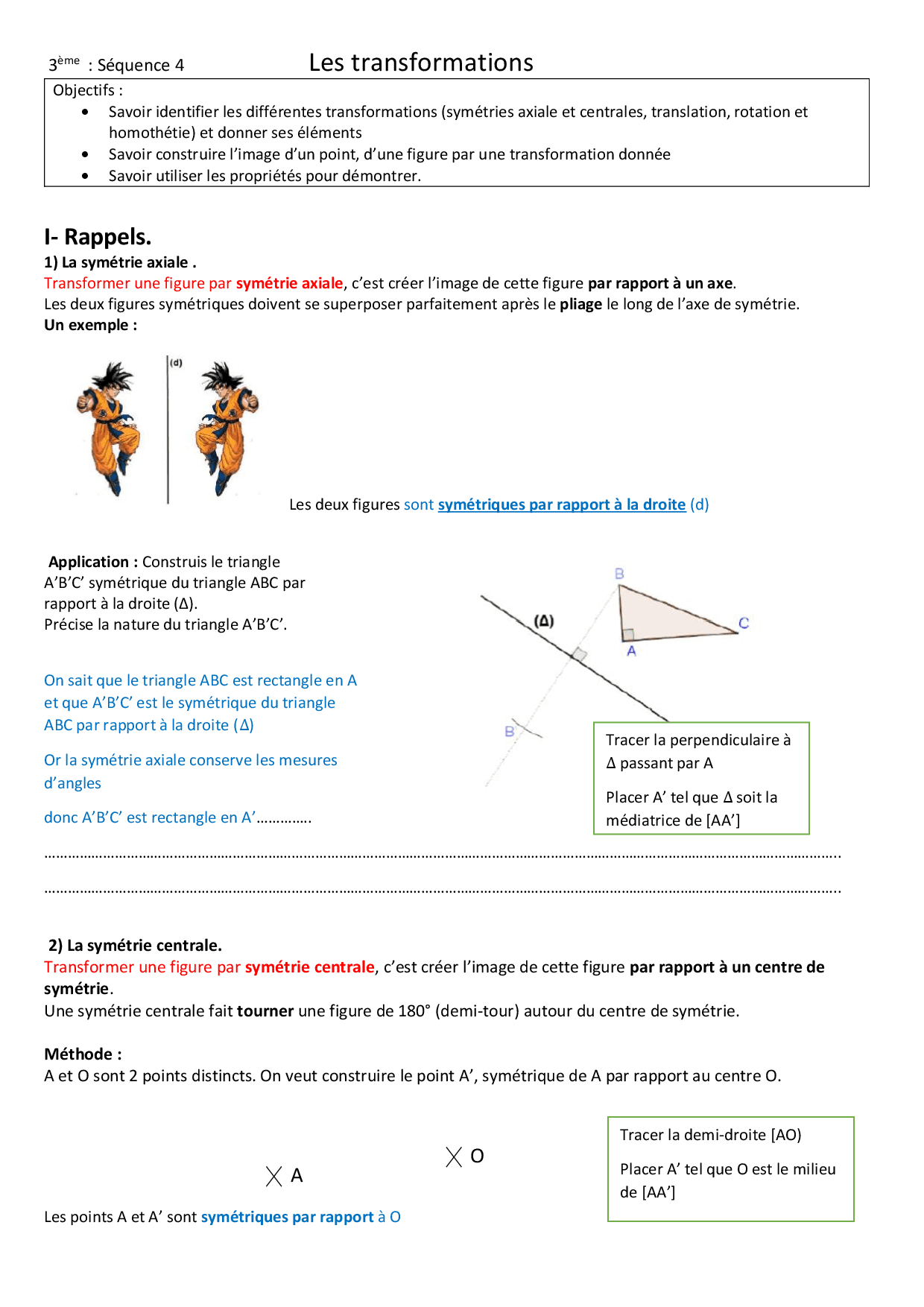 La Translation Pour Les Nuls - Docsity à Symétrie Quadrillage