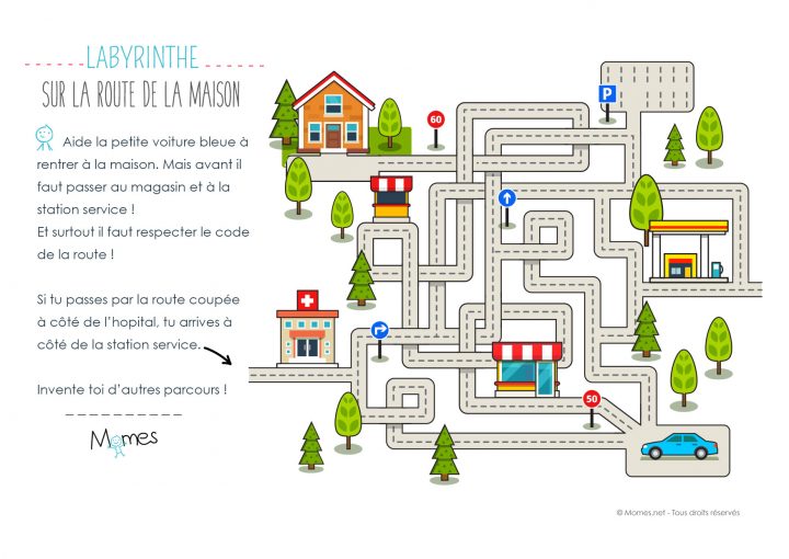 Labyrinthe De La Route – Momes destiné Jeux À Imprimer 6 Ans