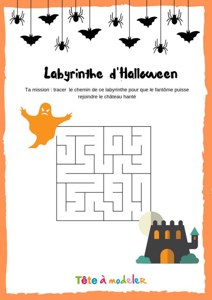 Labyrinthe Halloween #1 – Un Jeu À Imprimer De Tête À Modeler pour Jeux De Labyrinthe Gratuit