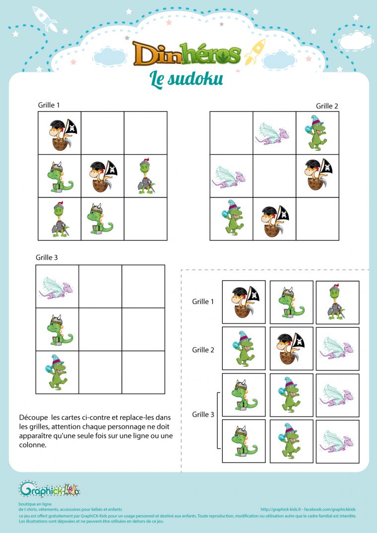 L'activité Du Mercredi : Le Sudoku Des Dinhéros – Graphick-Kids pour Sudoku Lettres À Imprimer