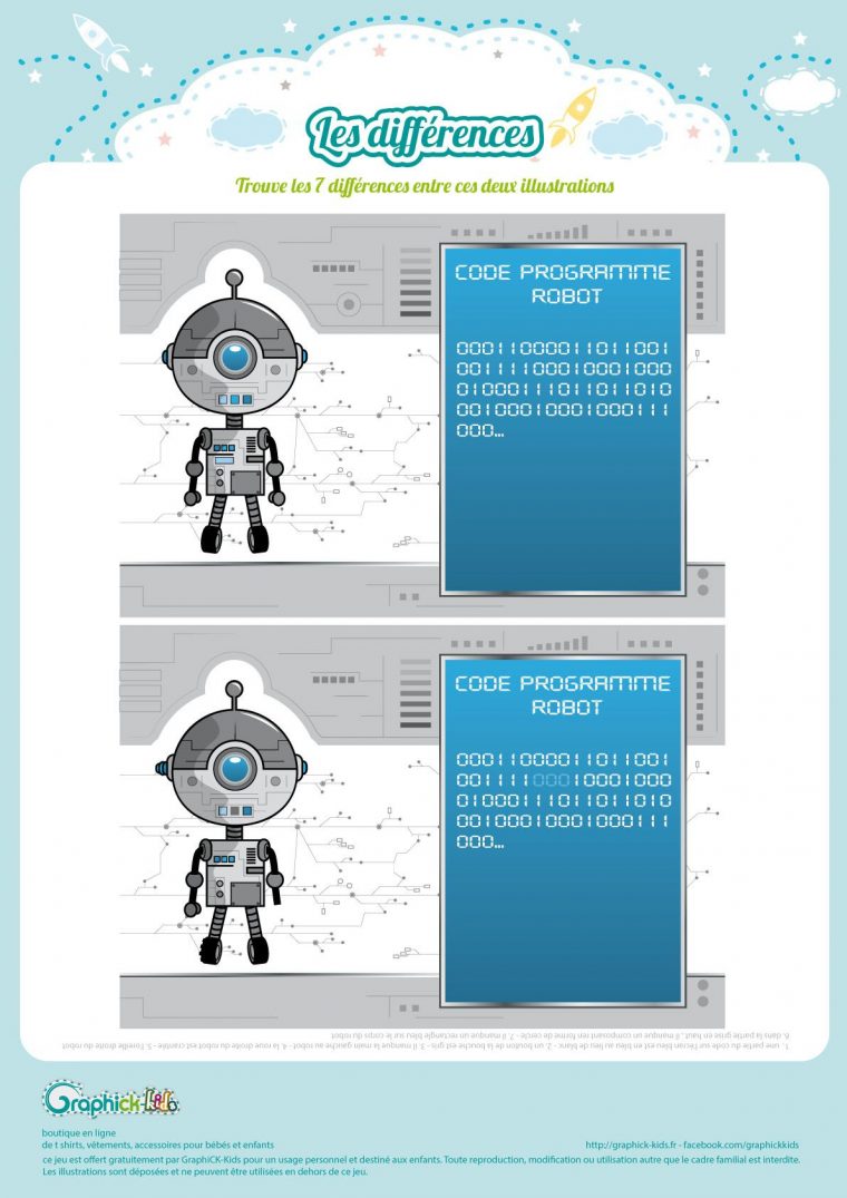 L'activité Du Mercredi : Les Différences Du Petit Robot pour Jeux Des 7 Différences Gratuit