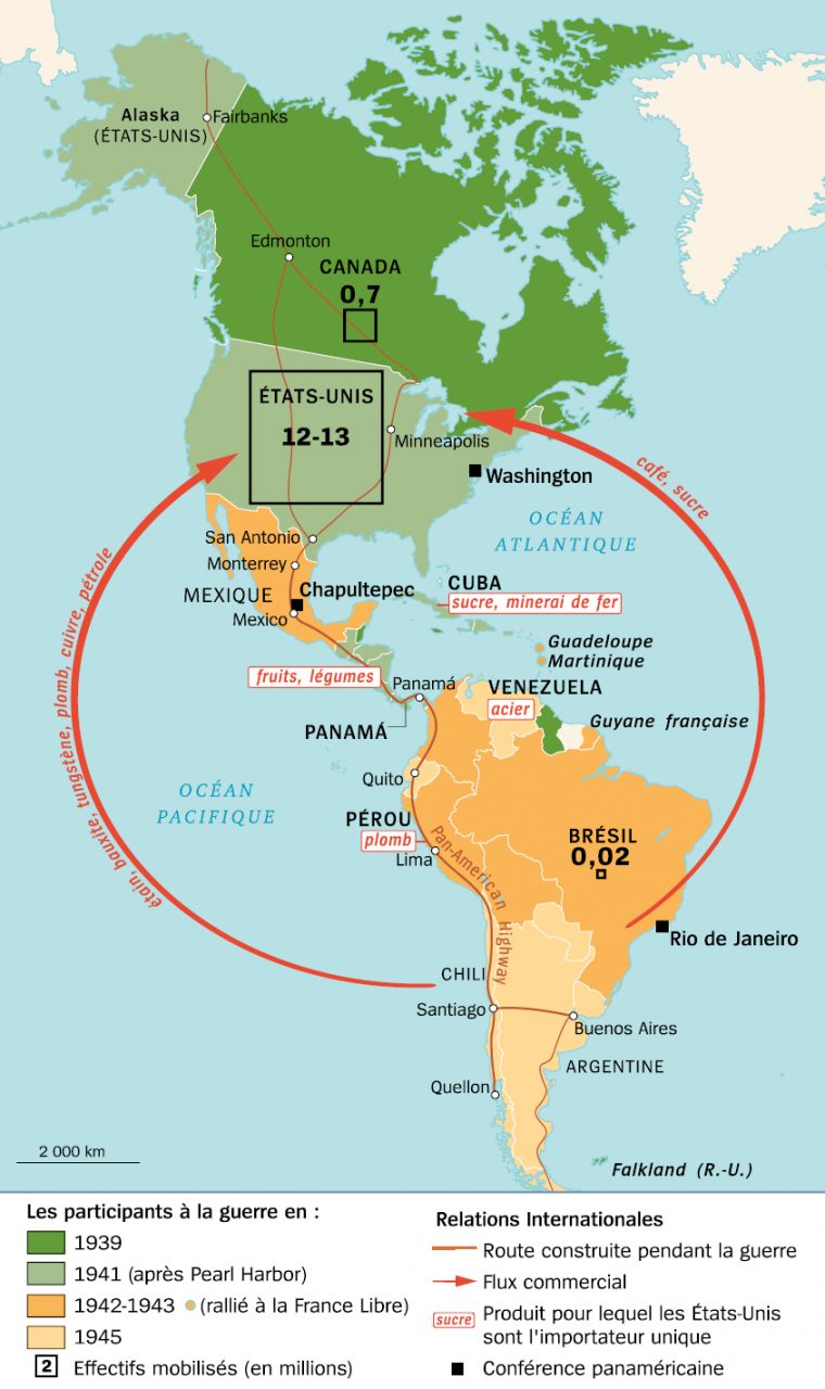 L'amérique Dans La Seconde Guerre Mondiale | Lhistoire.fr à Carte Etat Amerique