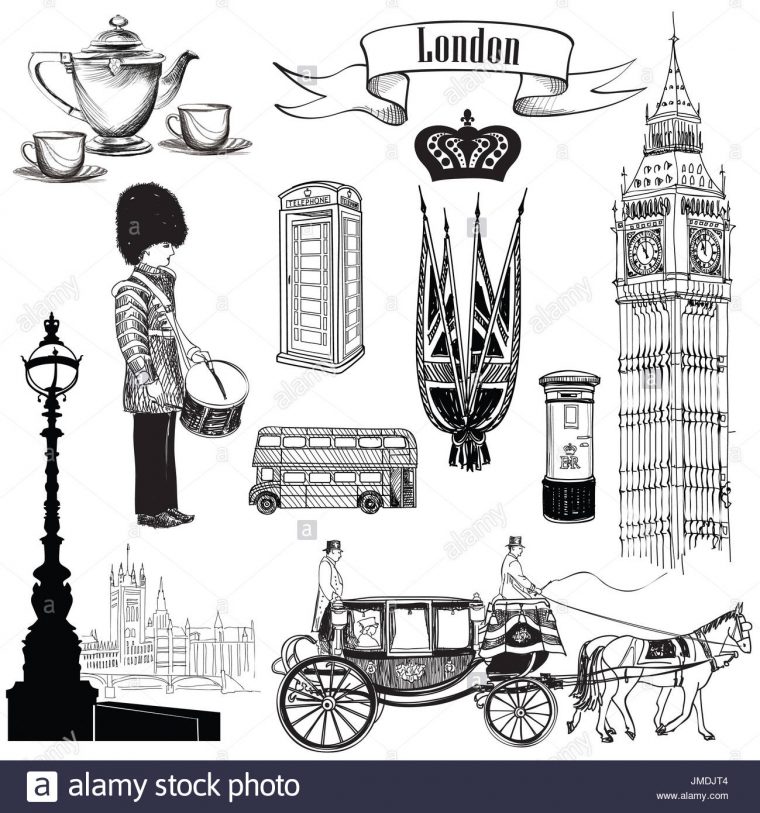 L'anglais Icon Set. Symboles De Londres, Angleterre, Royaume tout Dessin De Angleterre