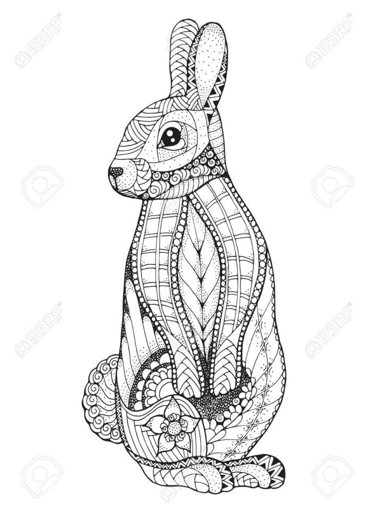 Lapin Debout. Zentangled Et Pointillé Illustration Vectorielle. Livre De  Coloriage Anti-Stress Pour Adultes Et Enfants. Modèle. Imprimer Pour Des destiné Livre De Coloriage À Imprimer