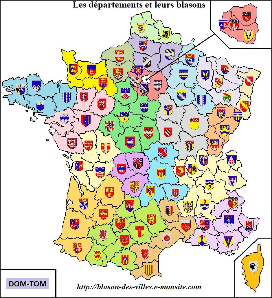 L'armorial tout Carte Des Départements Français