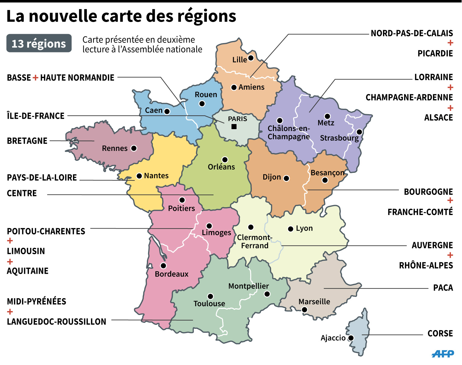 L'assemblée Nationale Adopte En Seconde Lecture La Réforme avec 13 Régions Françaises